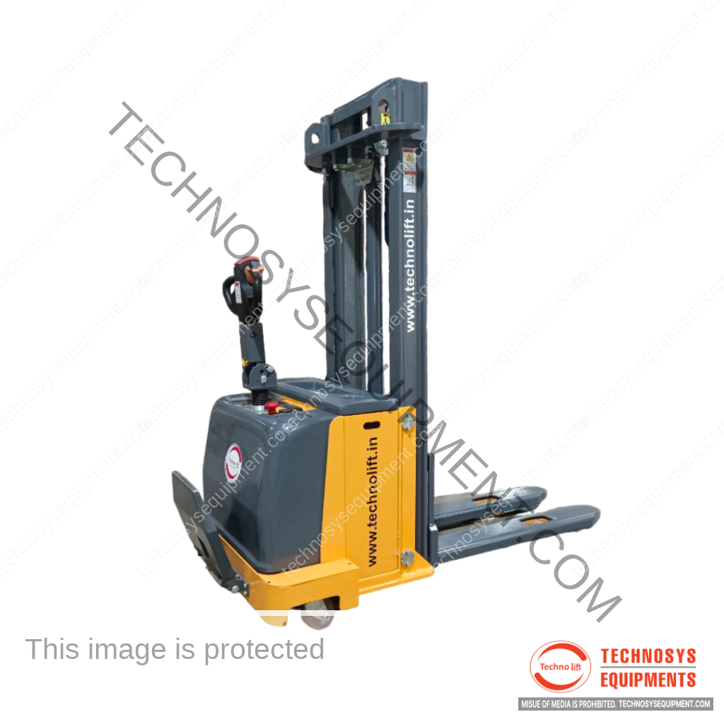 <b>Electric Stacker - Stand On</b></br>Capacity - Up to 2000Kgs</br>Lift Height - Upto 6500 mm